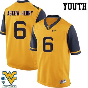 Youth West Virginia Mountaineers NCAA #6 Dravon Askew-Henry Gold Authentic Nike Stitched College Football Jersey FA15S76KH